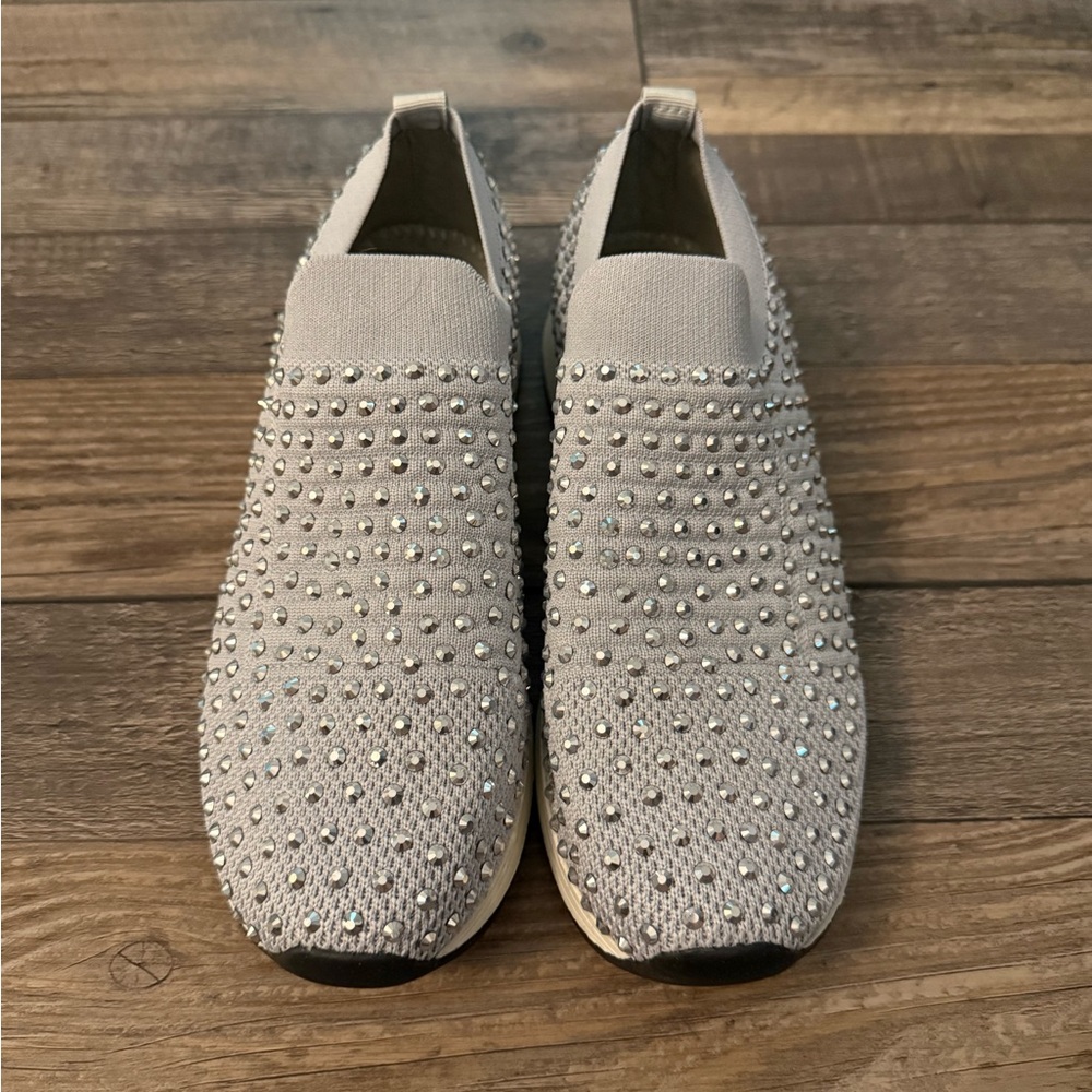 Kenneth Cole Reaction Gray Diamond Studded Slip-Ons